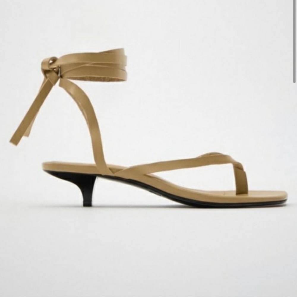 Zara leather kitten heel sandal